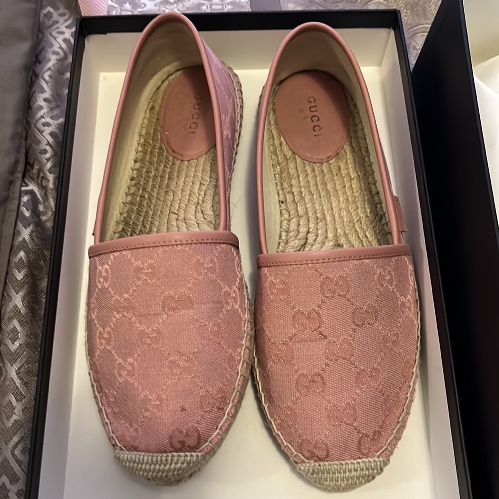 Gucci GG Canvas Pink Espadrilles Size 8 1/2 - Picture 2 of 7